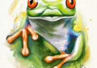 Нарисованная в Procreate зеленая лягушка
